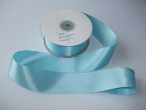 Panglica satinata ambele fete 50 mm bleu
