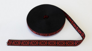 Banda tesuta Noni 20 mm - negru cu rosu
