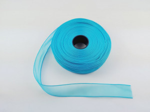 Panglica organza 25 mm turcuaz