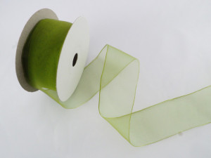 Panglica organza 25 mm verde praz