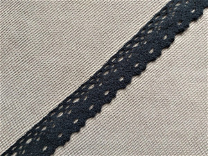 Dantela bumbac cod G, 28mm/10m, neagra