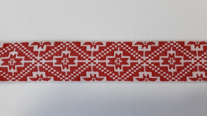 Banda tesuta Musty 45 mm - alb cu rosu