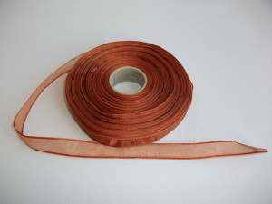 Panglica organza 15 mm caramiziu