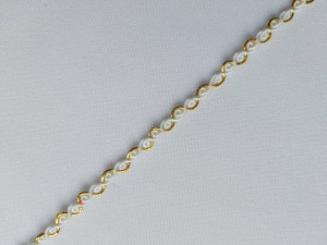 Galon poliester 5mm, cod 11, alb cu auriu