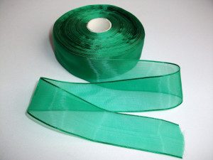 Panglica organza 25 mm verde