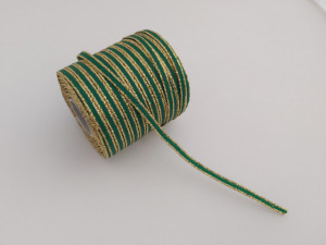 Banda tesuta Toscaneli 5mm - verde cu auriu