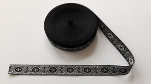 Galon bisericesc Dumi 25 mm negru cu argintiu