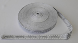 Galon bisericesc Sava 25 mm argintiu cu alb