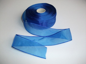 Panglica organza 25 mm albastru imperial