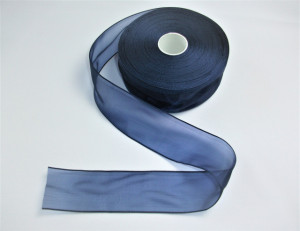 Panglica organza 25 mm bleumarin