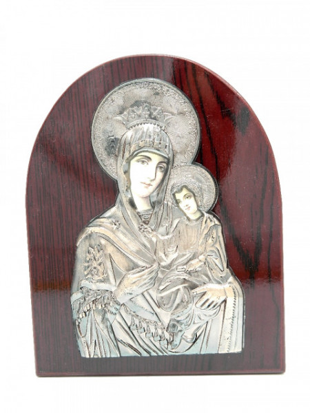 Icoana semirotunda pe lemn Maica cu Pruncul Iisus