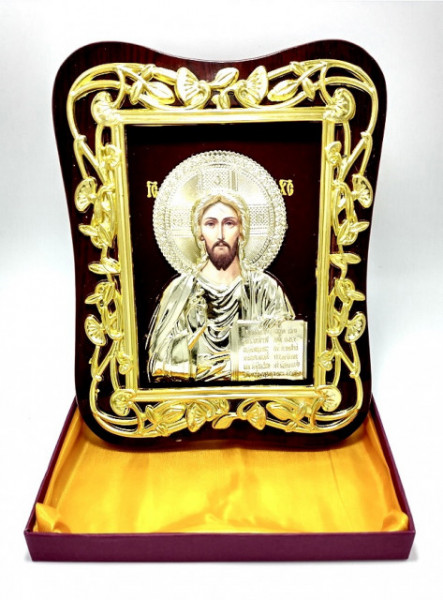 Icoana aurie Iisus Hristos Binecuvantand lumea