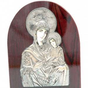 Icoana semirotunda pe lemn Maica cu Pruncul Iisus