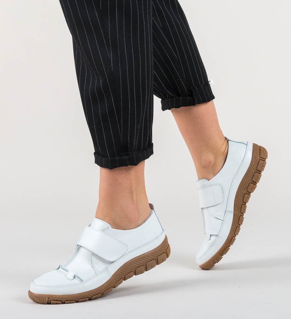 Pantofi casual myers albi