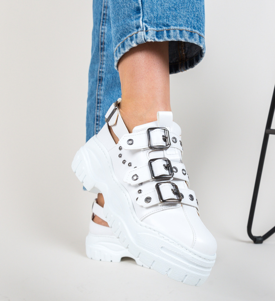 Pantofi casual stoneh albi