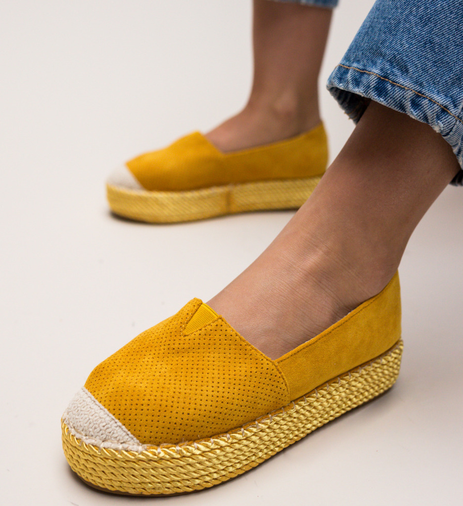 Espadrile hexagon galbene