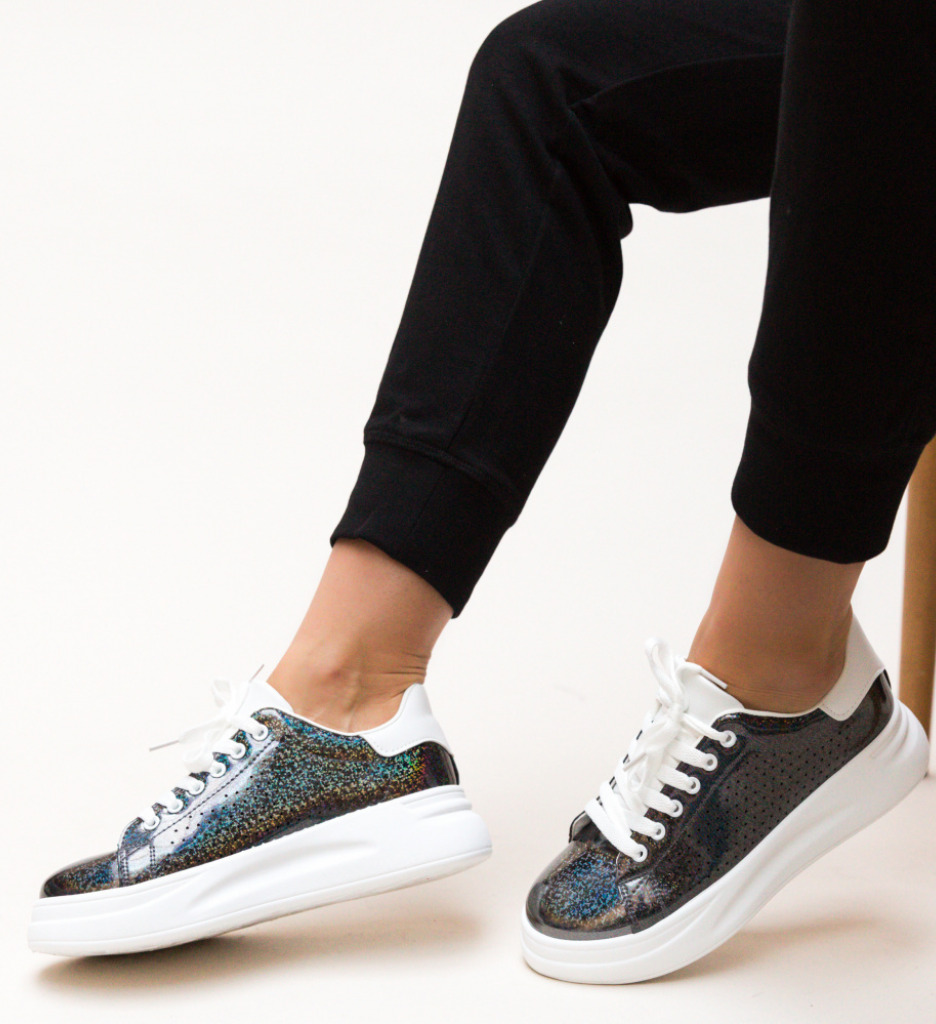 Pantofi sport glittery negri 2