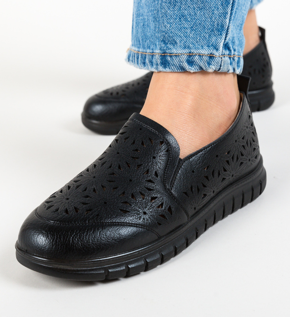 Pantofi casual resca negri