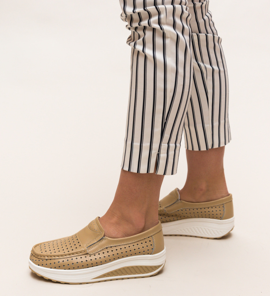 Pantofi casual bicaz bej