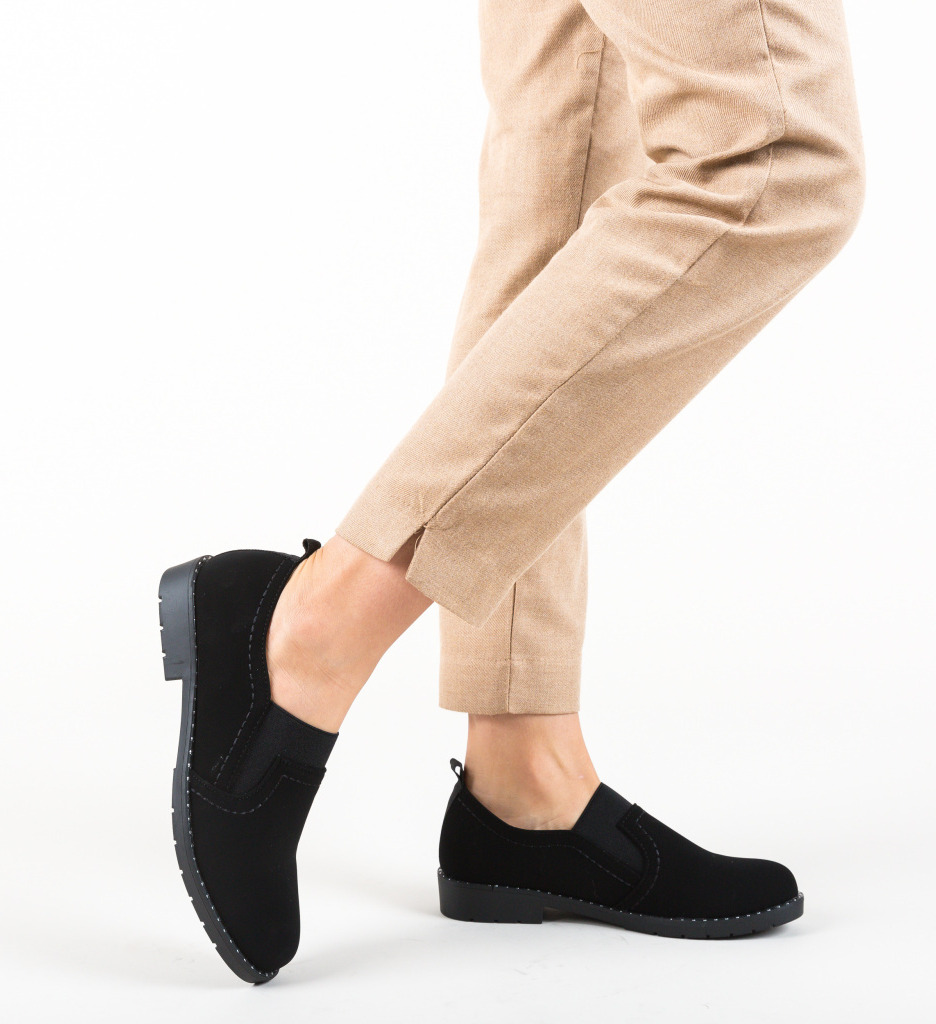 Pantofi casual correa negri