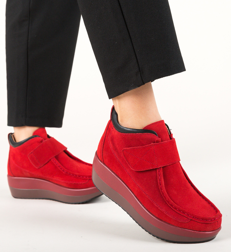 Pantofi casual zahraa rosii