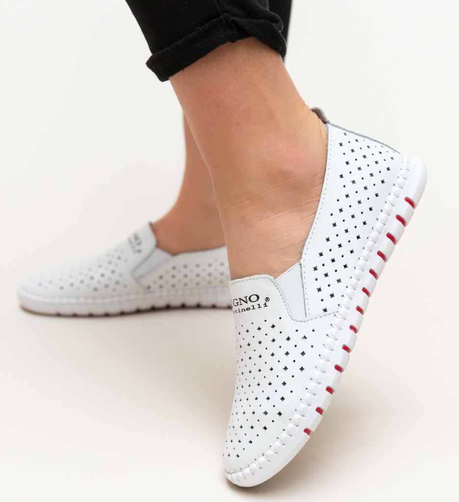 Pantofi casual mauritio albi