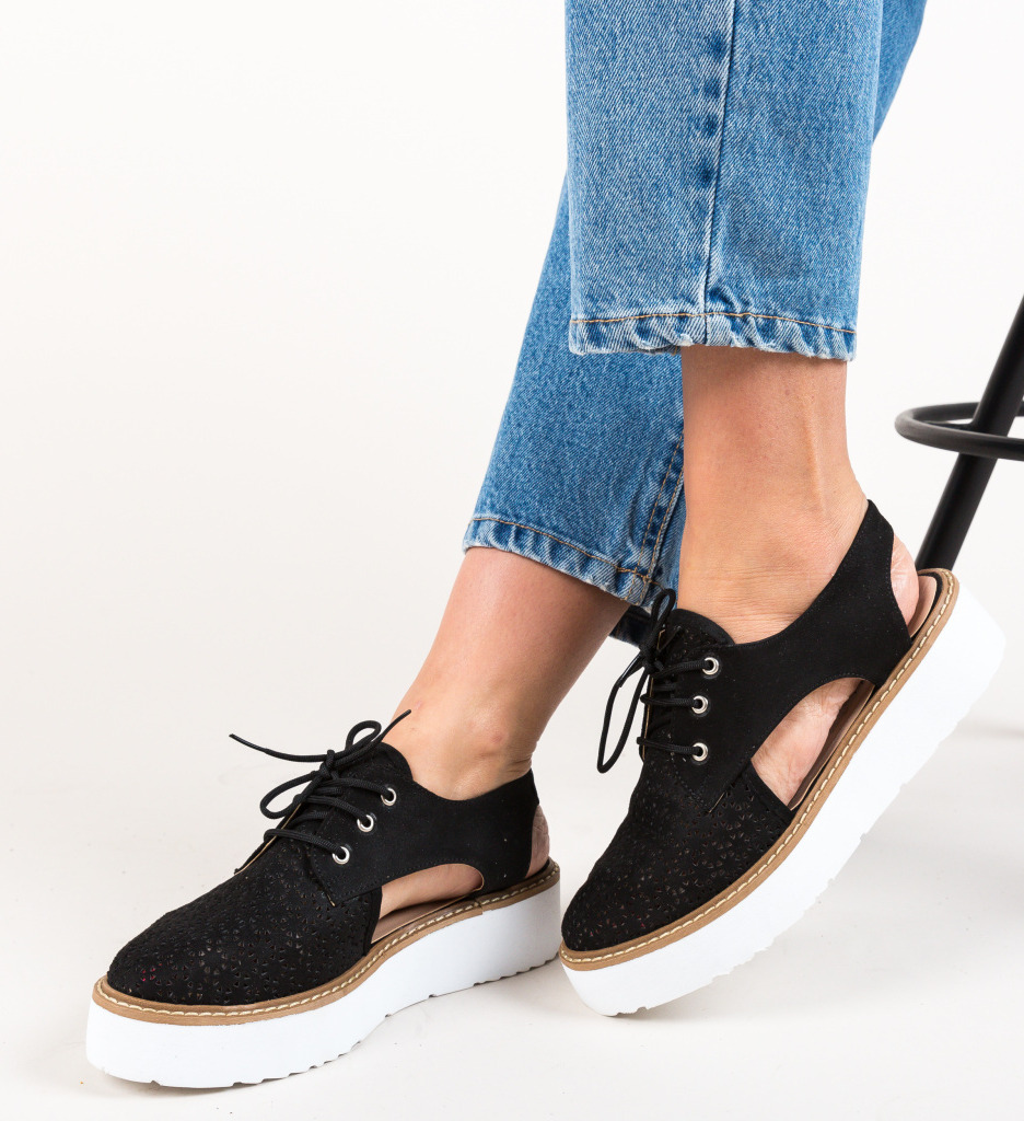 Pantofi casual lizia negri