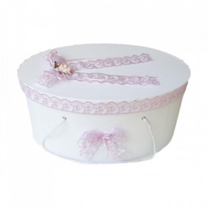 Set trusou botez, cutie trusou si lumanare, dantela si Ingeras, decor Lila, Denikos® 565