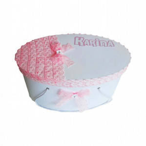 Set fetita, trusou botez si cutie trusou personalizata, decor dantela, Denikos® 219