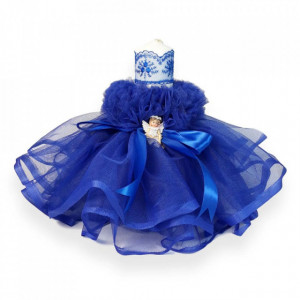 Set dantela trusou botez, cutie trusou si lumanare, Ingeras, decor albastru, Denikos® 476