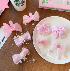 Set de 8 accesorii pentru par - Pink bows