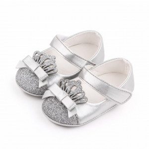 Pantofiori argintii cu sclipici si coronita