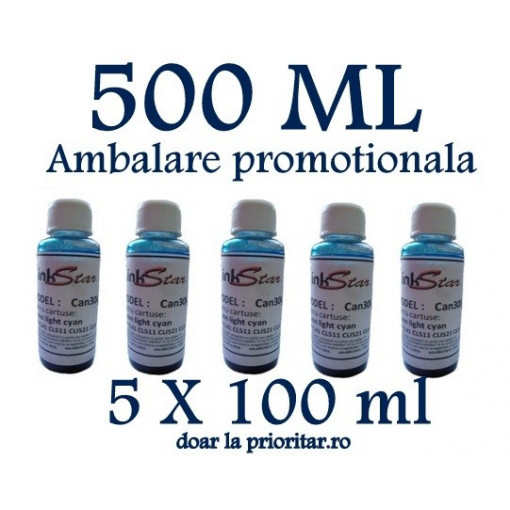 Cerneala CANON DYE CISS color FOTO ALBASTRA ( Refill Color Photo Light Cyan ) pe baza de apa - 500 ml