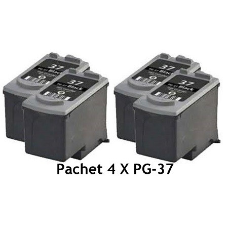 PACHET 4 X Cartus negru Canon PG37 ( PG 37 PG-37 ) iP1800 iP1900 iP2600 MP140 MP190 MP210 MP220 MP470 MX300 MX310 compatibil