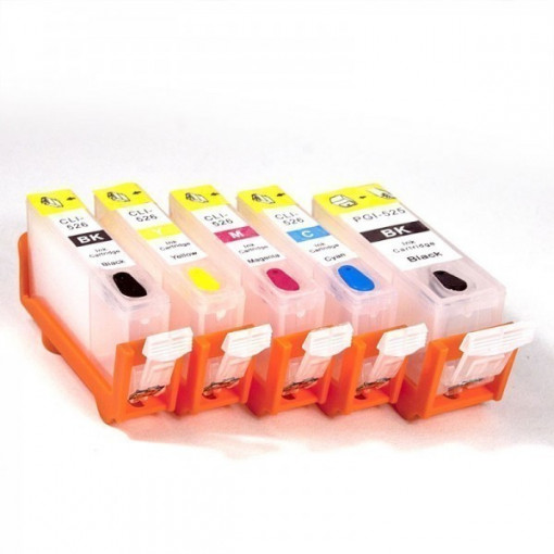 Cartus reincarcabil albastru pt CANON CLI-526 CYAN cip autoresetabil CLI526 refilabil cu chip auto-resetabil
