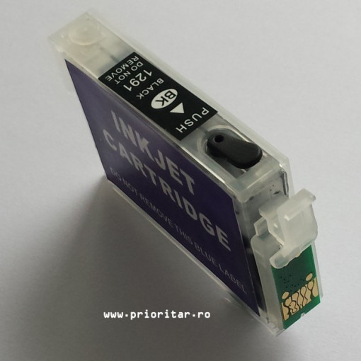 Cartus autoresetabil PLIN CU CERNEALA EPSON T1291 reincarcabil refilabil ( Cartus T-1291 cip auto-resetabil negru )