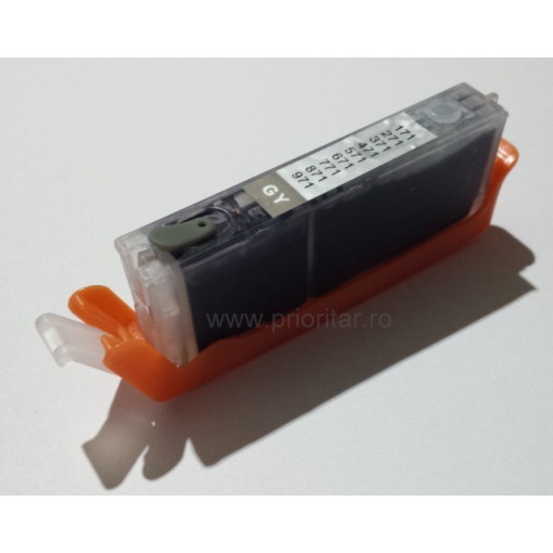 Cartus reincarcabil PLIN CU CERNEALA pt CANON CLI-571 GRI CLI571-GY gray refilabil cu cip autoresetabil