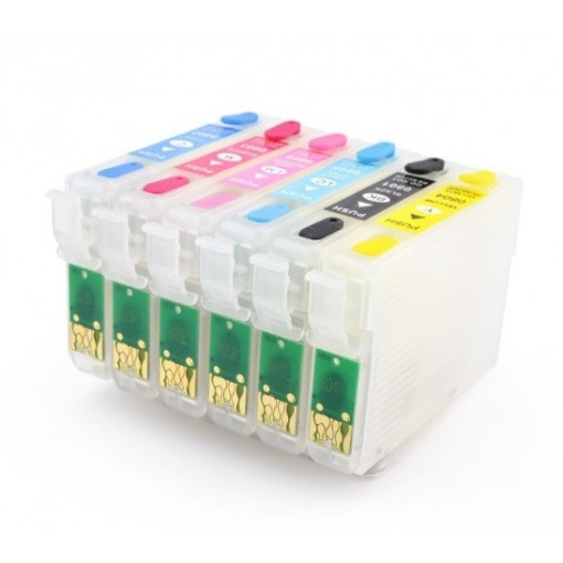 Cartuse reincarcabile pt EPSON T0801 T0802 T0803 T0804 T0805 T0806 autoresetabile T801 T802 T803 T804 T805 T806