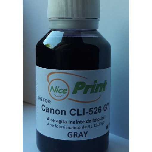 Cerneala gri pt cartuse CANON CLI-526 GRI CLI526-GY gray refilabile si sisteme ciss 100 ml