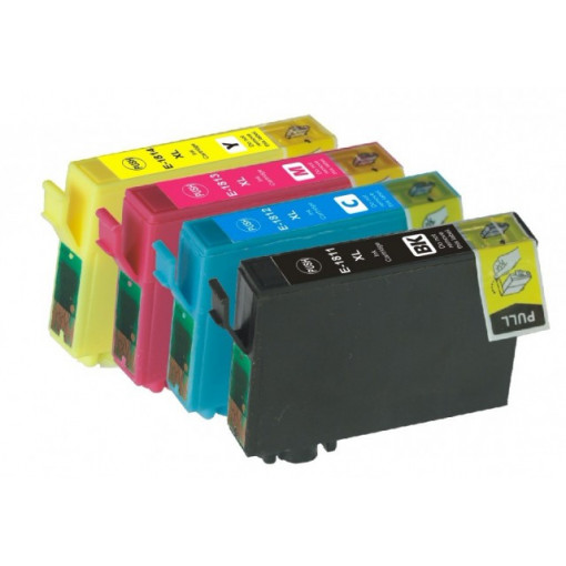 PACHET Cartuse EPSON 18XL T-1811-XL T-1812-XL T-1813-XL T-1814-XL compatibile ( negru + albastru + rosu + galben )