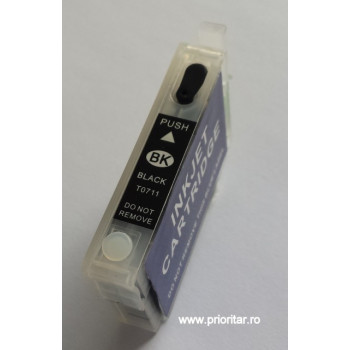 Cartus reincarcabil PLIN CU CERNEALA EPSON T0711 T711 negru cu chip autoresetabil T-711 BLACK
