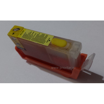 Cartuse autoresetabile PLIN CU CERNEALA compatibil cu CANON CLI-8-Y reincarcabile refilabile ( Cartus CLI8-YELLOW cip auto-resetabil galben )