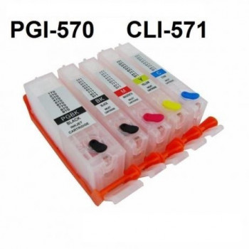 Cartuse reincarcabile pt CANON PGI570 CLI571 autoresetabile PGI-570 CLI-571 PLINE CU CERNEALA refilabile set 5 buc