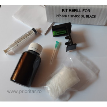 Kit refill negru incarcare cartuse HP-650 CZ101-AE HP650 HP-650XL