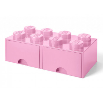Cutie depozitare LEGO 2x4 cu sertare, roz