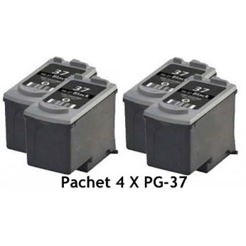 PACHET 4 X Cartus negru Canon PG37 ( PG 37 PG-37 ) iP1800 iP1900 iP2600 MP140 MP190 MP210 MP220 MP470 MX300 MX310 compatibil