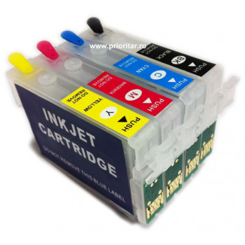 PACHET Cartuse autoresetabile EPSON T1291 T1292 T1293 T1294 reincarcabile refilabile ( Cartus T-1291 T-1292 T-1293 T-1294 cip auto-resetabil )