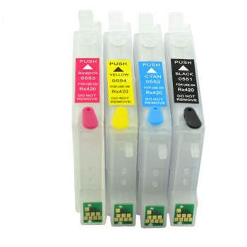 Cartuse reincarcabile pt EPSON autoresetabile T0551 T0552 T0553 T0554 set 4 buc