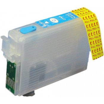 Cartus compatibil albastru EPSON T0712 T712 CYAN reincarcabil autoresetabil ( Cartuse T-0712 autoresetabile albastre )