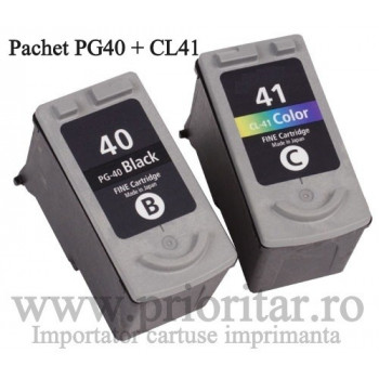 Pachet Cartuse pentru CANON PG40 + CANON CL41 + CADOU 100 ML cerneala BK ( PG-40 NEGRU CL-41 COLOR ) compatibile